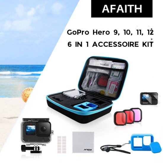 Foto: Gopro hero 9 10 11 12 actioncam accessoire set 6 in 1 camera behuizing waterdicht filters beschermhoes opbergkoffer duiken en snorkelen