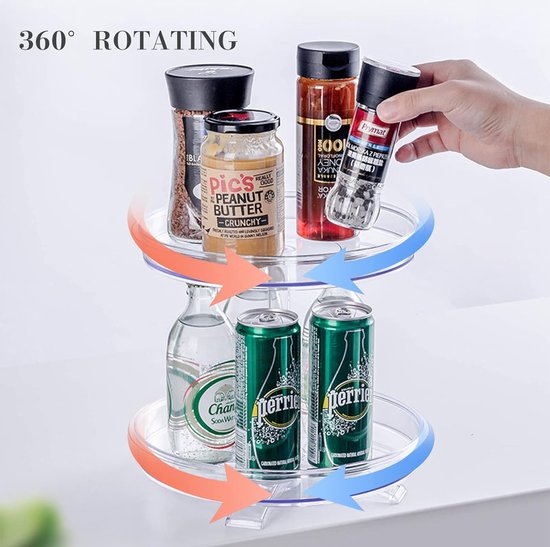 CHUIFAI Lazy Susan Houten draaiplateau, draaibaar kruidenrek, rond, keukendraaiplateau, organizer, kruidenhouder, draaibaar voor keuken, koelkast, werkblad, kast