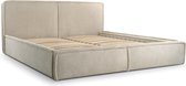 InspireME - Bed 04 - Gestoffeerd bed van corduroy Tweepersoonsbed met Fluwelen Bekleding - 140x200 cm - Verstelbaar en Comfortabel - Pastelkleuren - Beige (Poso 02)