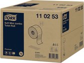Tork Zacht Mini Jumbo Toiletpapier Premium, 2-laags, wit T2, 170mtr/10cm (110253)- 20 x 12 rollen voordeelverpakking