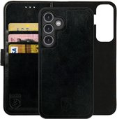 Étui 2 en 1 amovible Rosso Element adapté au Samsung Galaxy S24 Plus | Portefeuille de Luxe | Couverture arrière et étui de livre | Porte-cartes | Noir