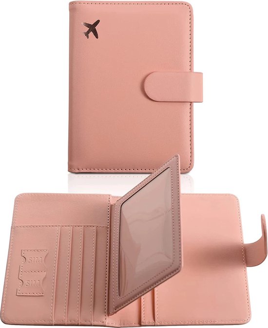 Foto: Consumerce pu leren paspoort hoesje roze paspoorthoes travel wallet reisdocumenten cover paspoorthouder organizer paspoorthoezen tasje reisportemonnee reisportefeuille organiser