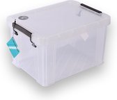 Discountershop Opbergbox met Deksel - 5L - Transparant - Wit - Kunststof - Klikdeksel - Huishoudelijke Opbergdoos