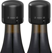 Wijnflesstopper met draaislot 2-pack, wijnstopper met siliconen herbruikbare wijnverzegelaar, wijntoppersstopper lekvrij en houdt wijn vers voor gemakkelijke opslag, zwart
