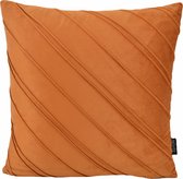 Housse de coussin en terre cuite à rayures en velours | Velours / Polyester | 45 x 45 cm