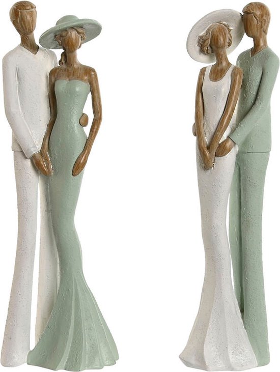 Figurines Décoratives Home Esprit Wit Vert Couple 10 x 7,5 x 31 Cm (2 pièces)
