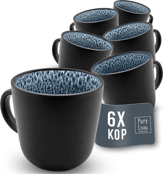 Set van 6 Ontbijtborden, Dessertborden Steengoed Ibiza - Trendy Taartborden, vaatwasser- en magnetronbestendig - Kleine Borden, Saladeborden - Servies van Pure Living in licht turkoois