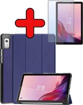 Hoes Geschikt voor Lenovo Tab M9 Hoes Luxe Hoesje Book Case Met Screenprotector - Hoesje Geschikt voor Lenovo Tab M9 Hoes Cover - Donkerblauw