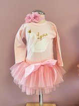 Verjaardagkleedje-zwaan-met naam- verjaardagjurk- outfit-verjaardag setje-cake smash kleding-roze tutu-verjaardag-fotoshoot-set Lyvia (mt 80)