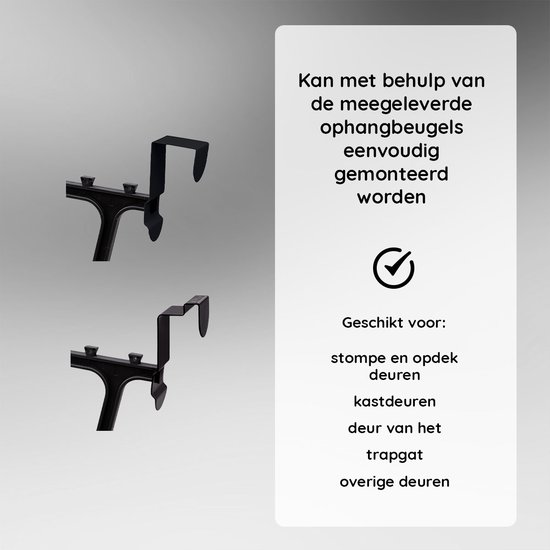 Life's Green Schoenenrek deur – Voor alle binnendeuren – Schoenenrek hangend voor 24 tot 36 Paar Schoenen – Schoenenkast - H180xB50xD20cm – Schoenenopberger – Kunststof/Metaal – Zwart