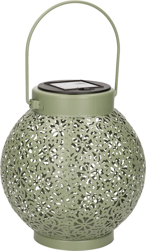 Anna's Collection Lanterne Solar - pour l'extérieur - D15xH16 cm - vert - métal - lampe de table