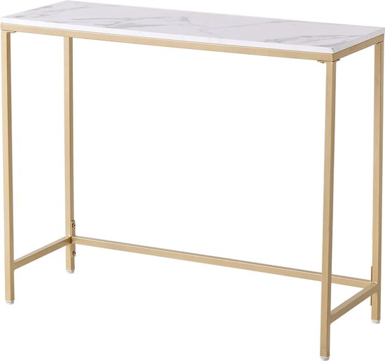 Gran Vida® - Table console de Luxe en marbre avec cadre doré - Design moderne et fonctionnel