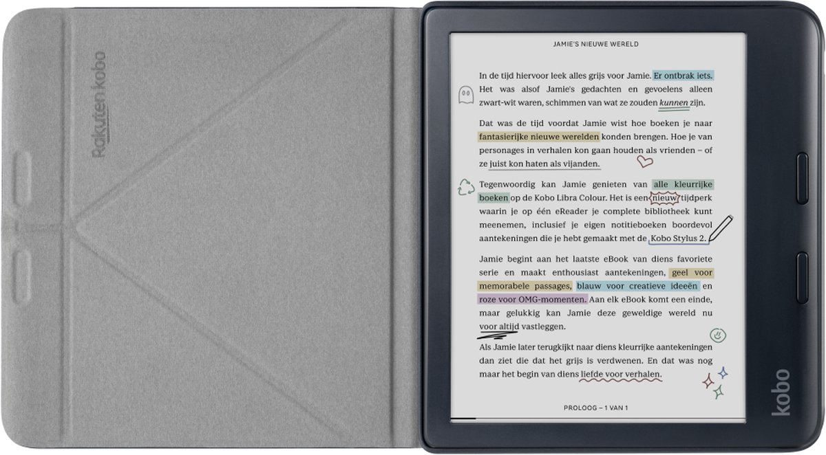 Kobo Libra Colour Hoes voor eReader - SleepCover - Zwart - Ingebouwde standaard – foto 2