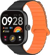 Strap-it Magnetisch siliconen bandje - geschikt voor Redmi Watch 4 / Xiaomi Smart Band 8 Pro (zwart/oranje)
