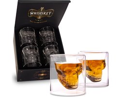 Whisiskey - Whiskey Skull glazen - 4 Tumbler Glazen - 125 ml - Whiskey glazen set - Waterglazen - Drinkglazen - Glas - Cadeau voor Man & Vrouw - Vaderdag Cadeau Image
