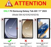 Geschikt voor Samsung Galaxy Tab A9 Plus - Auto Sleep/Wake-functie - Documentenvak - Book Case Hoesje - Zwart