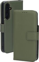 Étui Mobiparts pour Samsung Galaxy A35 5G - Étui portefeuille 2 en 1 - MagSafe - Cuir véritable - Étui amovible - Fermeture à aimant puissant - Paiement sans contact - Vert