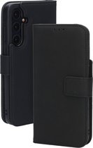 Mobiparts hoesje geschikt voor Samsung Galaxy A35 5G - Wallet 2-in-1 Boekhoesje - MagSafe - Echt Leder - Uitneembare Case - Sterke Magneet Sluiting - Contactloos betalen - Zwart