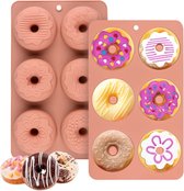 Siliconen bakvorm - 6 ronde holtes - Luxe Donuts of Bagels - Gebak, chocolade, zeep, brownie, ijsblokjes etc - Geschikt voor o.a. oven, koelkast, vriezer, magnetron