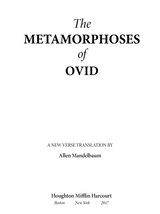 The Metamorphoses Of Ovid - cover