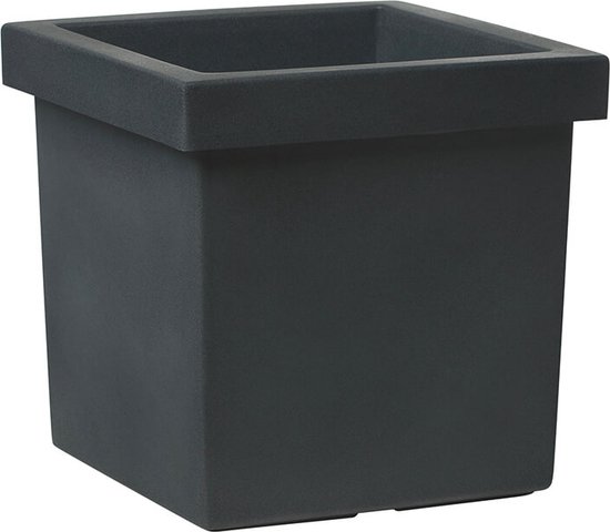 Bloempot Buiten Vierkant Gemini Liscio 30x30x30cm ANTRACIET Teiplast