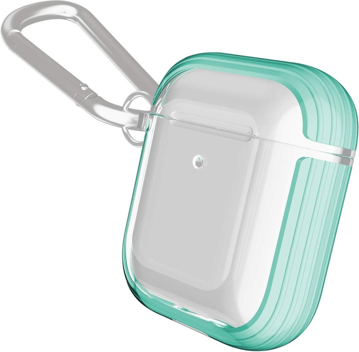 Defense - Hoes voor je AirPods 1 & 2 - Mintgroene beschermhoes Airpods 1 en 2 - Beschermhoes Airpods met haakje