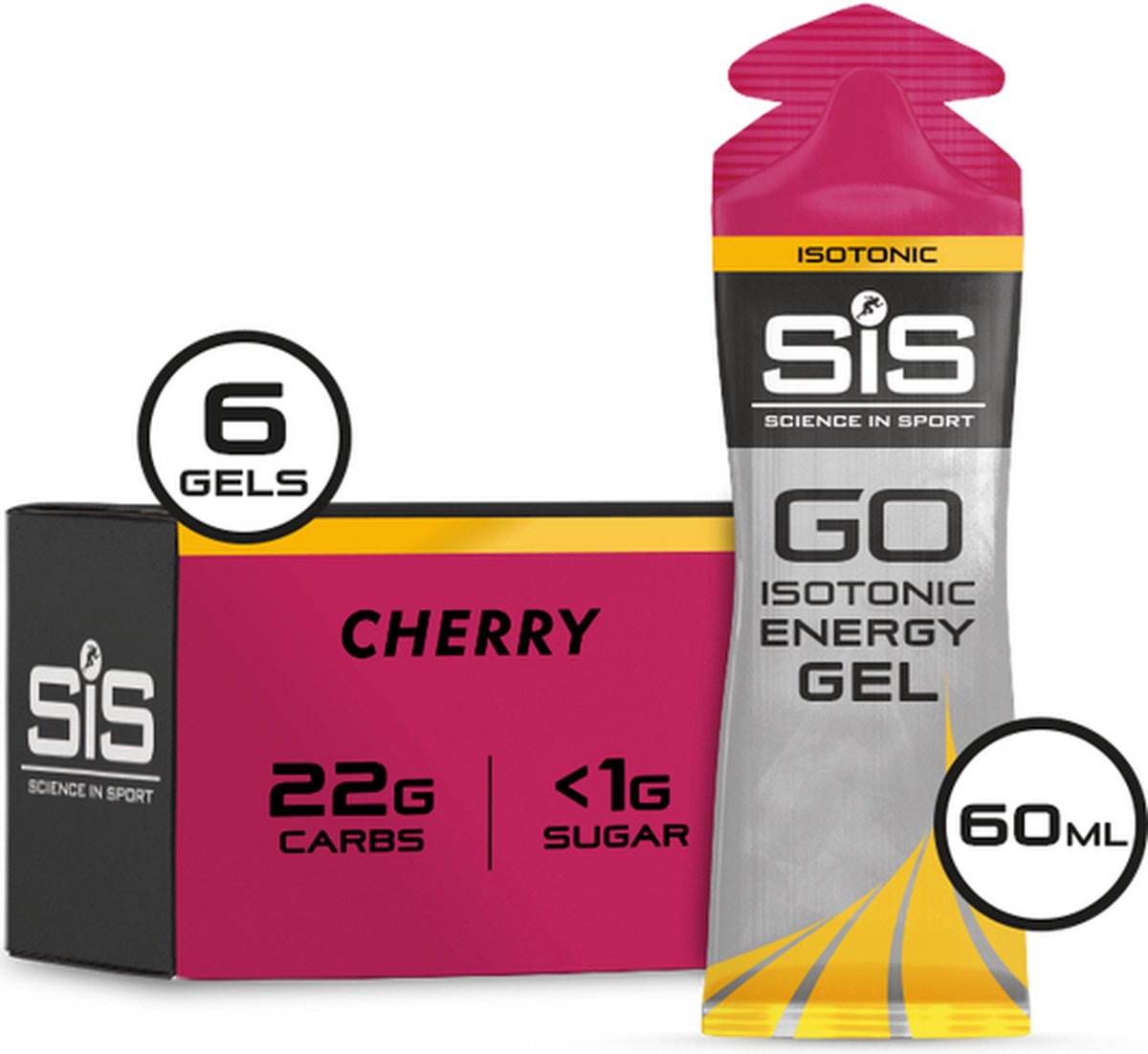Science in Sport - SiS Go Isotonic Energygel - Energie gel - Isotone Sportgel - Cherry Smaak - 6 x 60ml