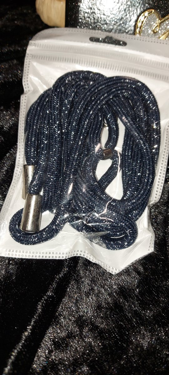 Telefoonkoord donker blauw met zilver draad, Telefoonkoord, Telefoon accessoires, Donker blauw
