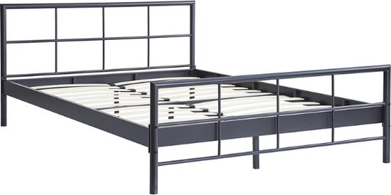 Tweepersoonsbed Davy | 160 x 200 cm | Metalen frame | donkergrijs