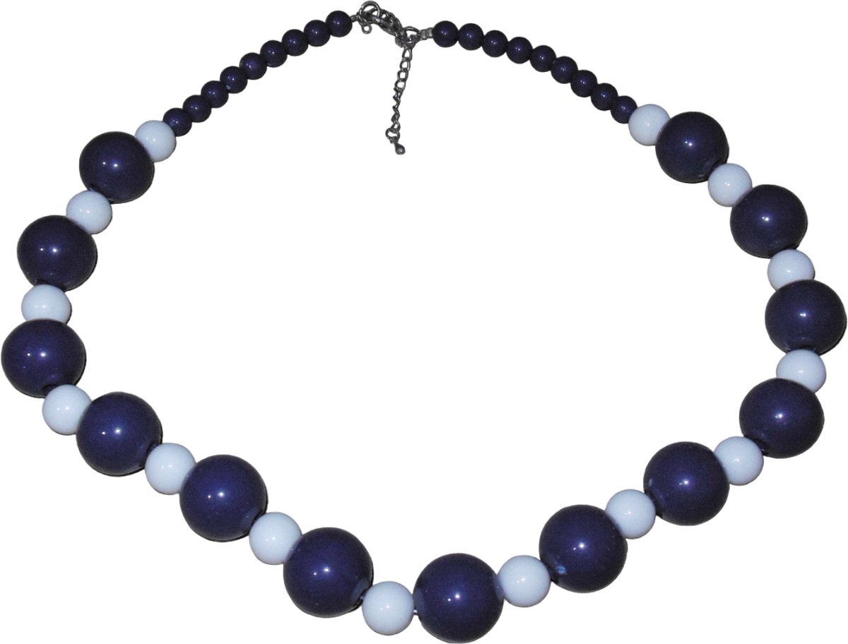 Kralen ketting blauw-wit