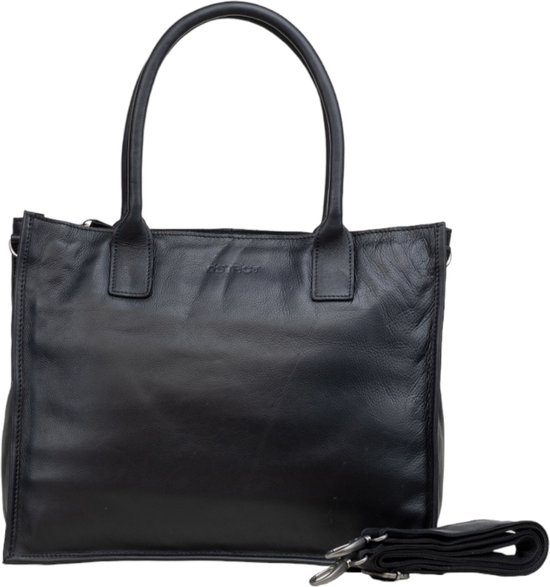 DSTRCT Sac pour ordinateur portable / Sac de travail / Porte-documents Femme - 15 pouces - Cuir - Preston Park - Zwart