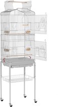 Cage à oiseaux XXL constructeurs d'oiseaux canaris perruches avec siège gratuit et accessoires avec gris clair standard HMTM-BC-10002-Gray