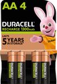 Duracell Oplaadbare AA-batterijen (4 stuks), 2000 laadbeurten, vooraf opgeladen, voor een lange levensduur