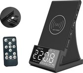 Zeerkeer Bluetooth speaker - met radio - Digitale wekker - Wekker met draadloze oplader - Houder voor mobiele telefoon - 3.5mm audioweergave - Dubbele alarmfunctie - Timer - Met afstandsbediening