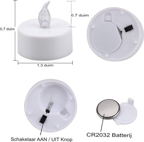 LED Theelichtjes Set - 12 Stuks Warm Wit - Realistisch Flakkerend - Batterij-aangedreven Theelichtkaarsen - Veilig en Sfeervol voor Thuis en Evenementen - Inclusief Batterijen