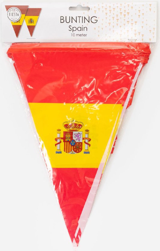 Guirlande De Fanions Espagne 10 Mètres - 20x30 Cm Chaque Fanion, Plastique Résistant Aux Intempéries, Pour Fêtes, Décoration - 2