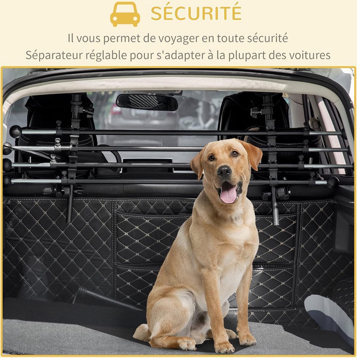 Cloison Séparation Chien Mottez Droit - Barrière Coffre Voiture Universelle
