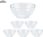 Luca Bessoni - Set van 6 stuks glazen salade - dessert - sauzen schaaltjes - kommetjes 14 x 7 cm - Schalen, kommen van glas