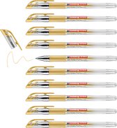 edding 2185 gelpen/roller - goud - doosje 10 stuks - metaal gevatte punt 0.7 mm - gelpen voor schrijven, kleuren, mandala, bullet journal - gelstift schrijven, gelstift tekenen