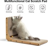 Krabplank voor katten, 68 cm hoog, L-vormig krabkarton voor katten, duurzaam kattenkrabbord met balspeelgoed, kattenkrabmeubels van hoogwaardig karton voor muur en hoek, middelgroot