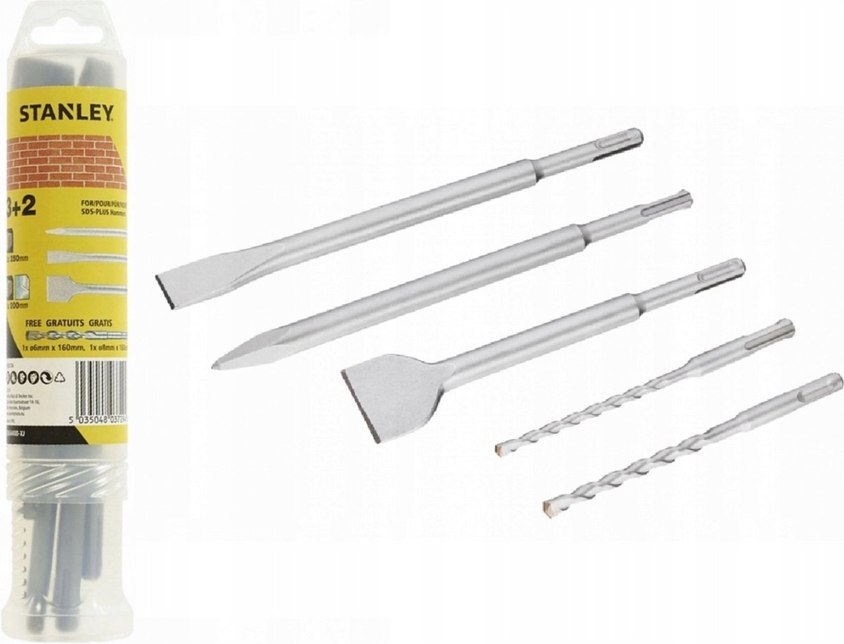 STANLEY Beitel en boren sds+ 5 in set, ø6x160, 8x160, puntbeitel sta54400-xj