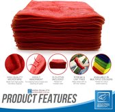 Microvezel reinigingsdoek, groot formaat 40 x 40 cm, super absorberende pluisvrije microvezeldoeken voor thuis, keuken, oppervlak, spiegels, badkamers, motorfiets, auto (rood, 10)
