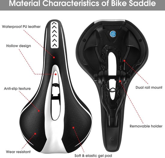 HNVNER Mountainbikestoel met centrale ontlastingszone en ergonomisch ontwerp pasvorm, comfort fietszadel met traagschuim, ademend zacht fietskussen voor dames en heren, MTB/hometrainer/racefietszadel HNVNER Mountainbikestoel met centrale ontlastingszone en ergonomisch ontwerp pasvorm, comfort fietszadel met traagschuim, ademend zacht fietskussen voor dames en heren, MTB/hometrainer/racefietszadel