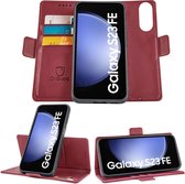 Geschikt voor Samsung Galaxy S23 FE - Book Case Hoesje - Uitneembaar Hoesje - Magnetische Sluiting - Portemonnee Bordeaux Rood