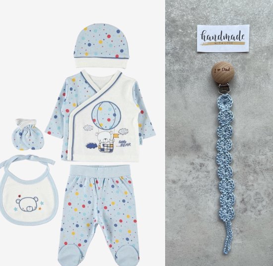 Little bear Baby 5 delige newborn kleding set Fopspeenkoord cadeau Newborn set . bol