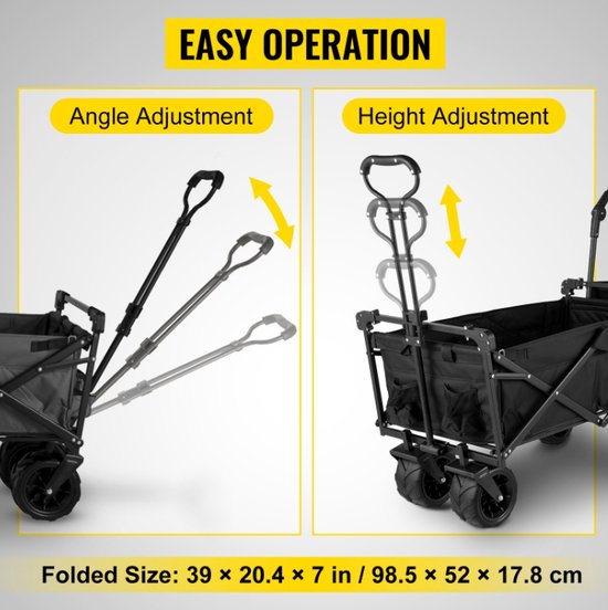 Bolderkar opvouwbaar - Met afdakje - Kar - Trolley - Camping - Strand kar - MAX 100 KG - 360 Graden draaibaar van Uniprodo — afbeelding 5