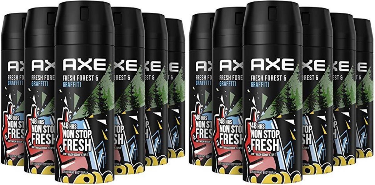 Goedkoopste Axe Deospray - Collision Fresh Forest Graffiti - Voordeelverpakking 12 x 150 ml