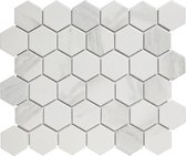 The Mosaic Factory Barcelona Hexagon - Wandtegels - Mozaïektegel - 28.1x32.5x0.6cm - wit mat Mat - 0.91m²/10 Stuks
