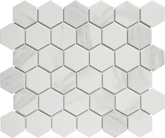 Foto: The mosaic factory barcelona hexagon wandtegels moza ektegel 28 1x32 5x0 6cm wit mat mat 0 91m 10 stuks