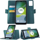 Geschikt voor Motorola Moto E13 - Book Case Hoesje - Uitneembaar Hoesje - Magnetische Sluiting - Portemonnee Turqoise